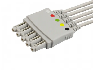 兼容飞利浦（Philips）M1645A的心电导联线-5导联,扣式，IEC