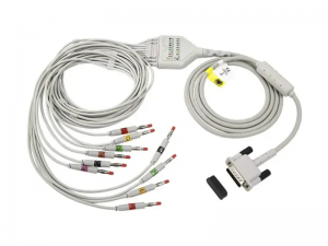 兼容Philips M3703C的一体式心电图电缆 – 10导联，4mm 香蕉插头，IEC