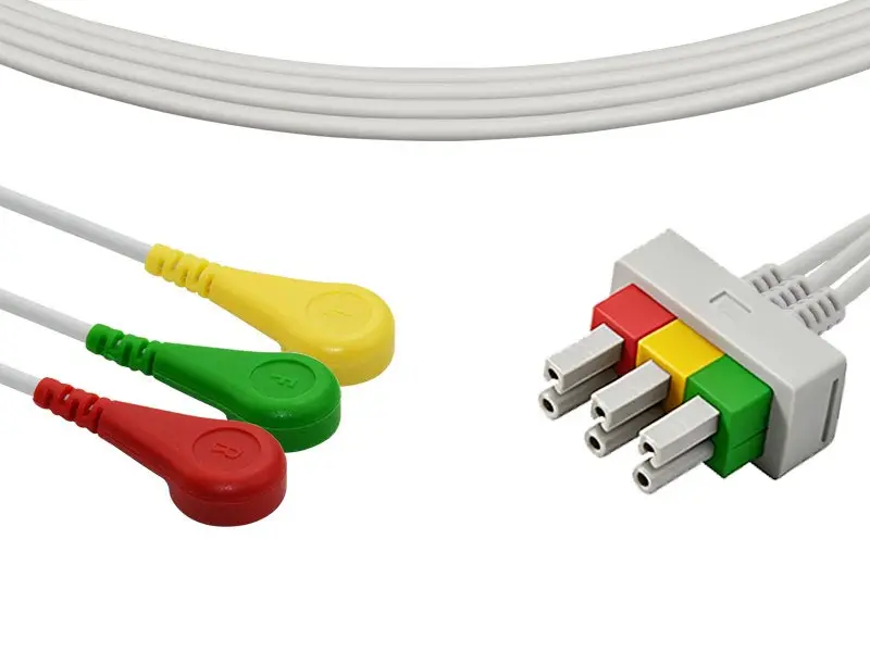 兼容飞利浦（Philips）M1615A的心电导联线-3导联,扣式，IEC