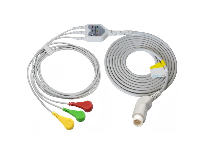 兼容飞利浦（Philips）989803160761的一体式心电导联-3导联,扣式，IEC