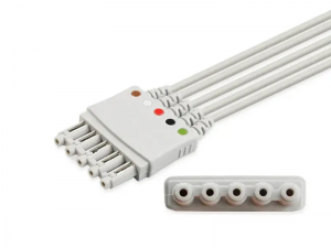 兼容飞利浦（Philips) M1644A 的心电导联线 – 5导联，扣式