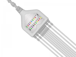 兼容GE 2029890-001的一体式心电图电缆 – 10导联，4mm香蕉插，IEC